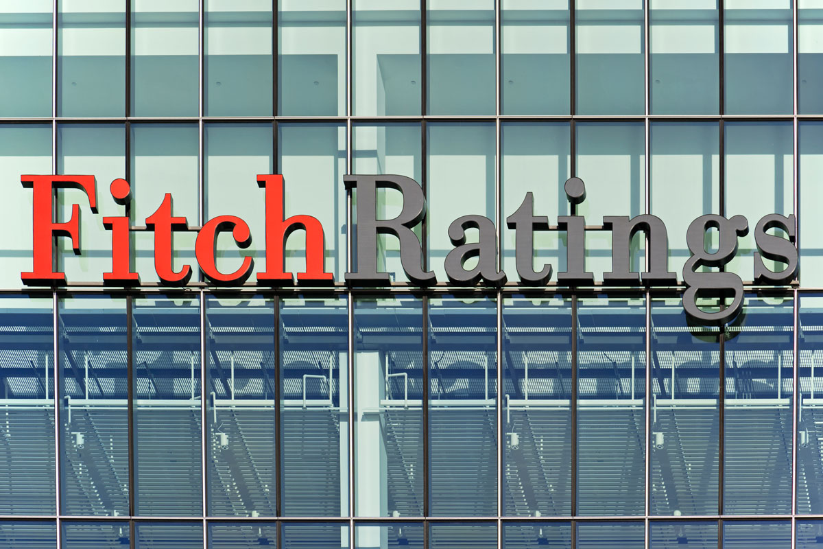 London, United Kingdom-January 7, 2012: Sign for Fitch Ratings, on the office building in Canary Wharf. Fitch Ratings -one of the rating agencies play significant roles in the financial system.