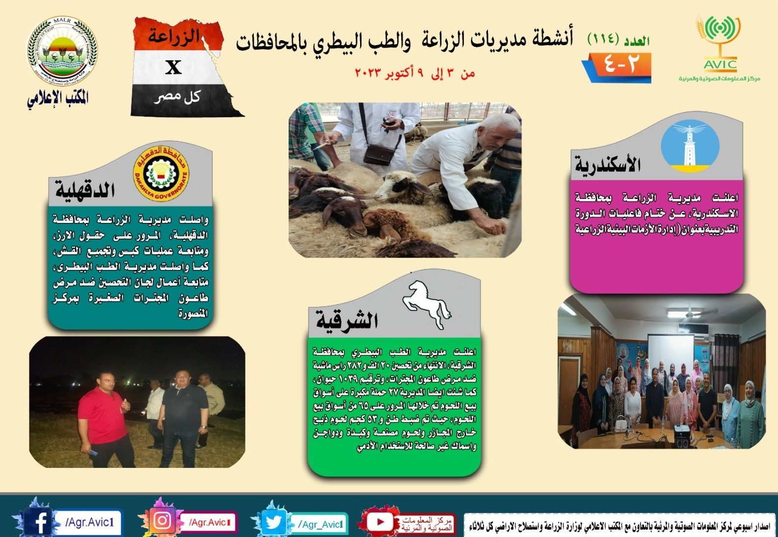 حصيلة مديريات الزراعة والطب البيطري خلال أسبوع