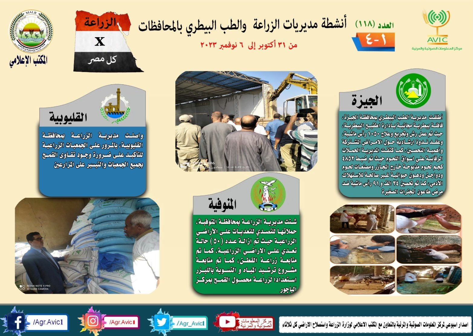 أنشطة وجهود مديريات الزراعة والطب البيطري خلال أسبوع