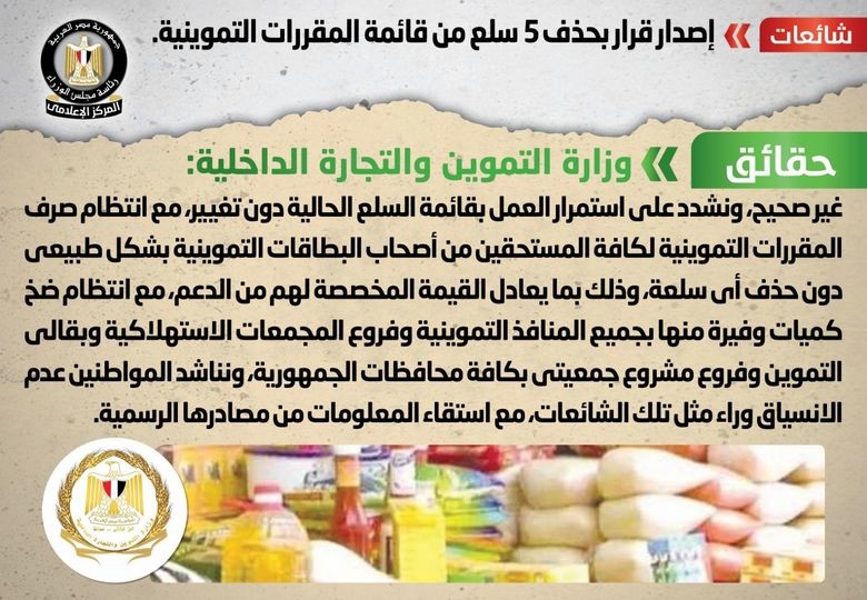 المقررات التموينية
