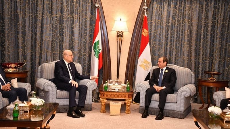  الرئيس عبد الفتاح السيسي مع رئيس الوزراء اللبناني نجيب ميقاتي