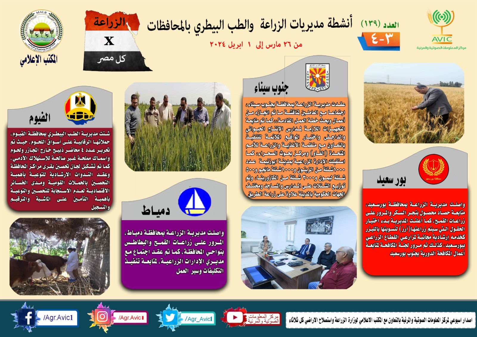 حصاد مديريات الزراعة والطب البيطرى خلال أسبوع