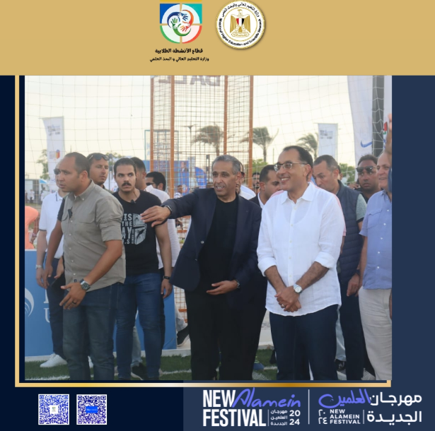 مدبولى خلال تفقد مهرجان العلمين الجديدة وسط الطلاب