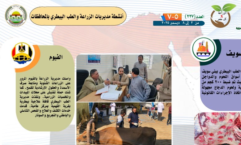 جراف يوضح جهود أنشطة مديريات الزراعة