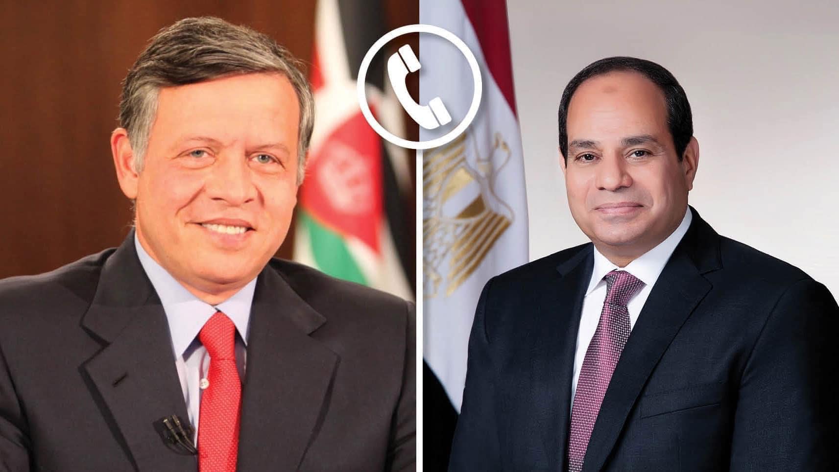 الرئيس السيسى والعاهل الأردنى يؤكدان أهمية حل الدولتين 