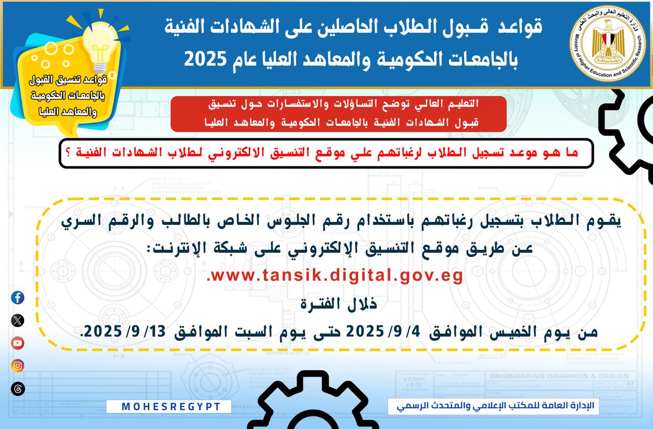 تنسيق طلاب الشهادات الفنية