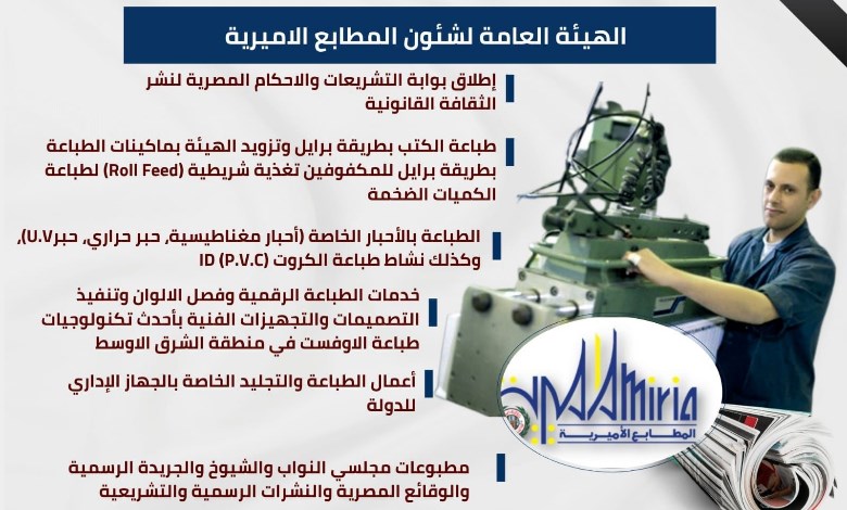 خدمات الهيئة العامة لشئون المطابع الأميرية