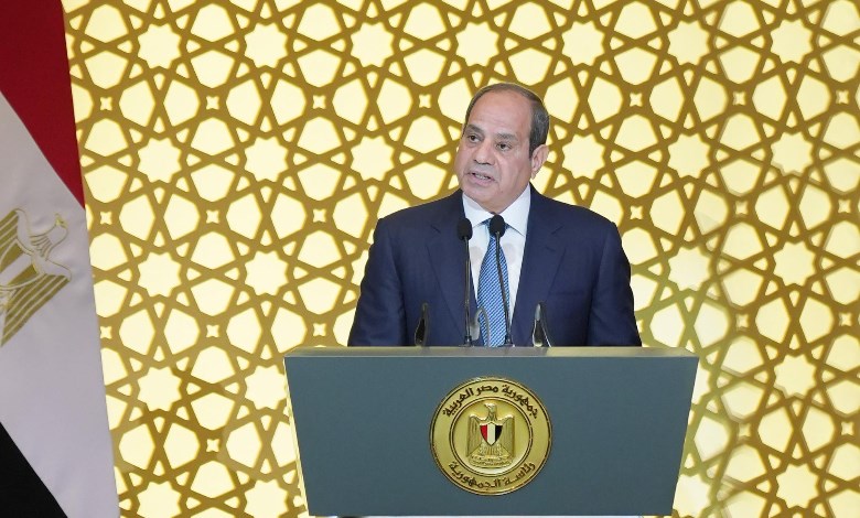 الرئيس السيسي خلال الاحتفال بليلة القدر