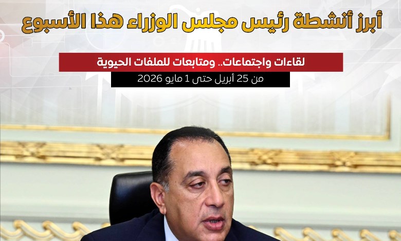 أبرز أنشطة رئيس مجلس الوزراء هذا الأسبوع