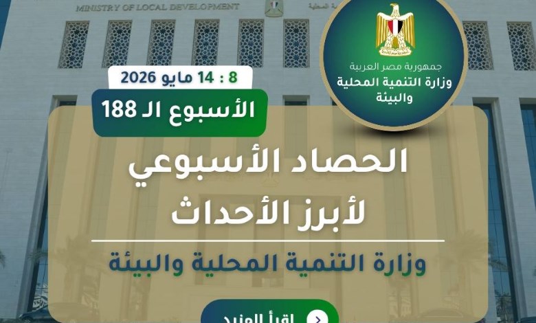  الحصاد الأسبوعي لرصد أنشطة وزارة التنمية